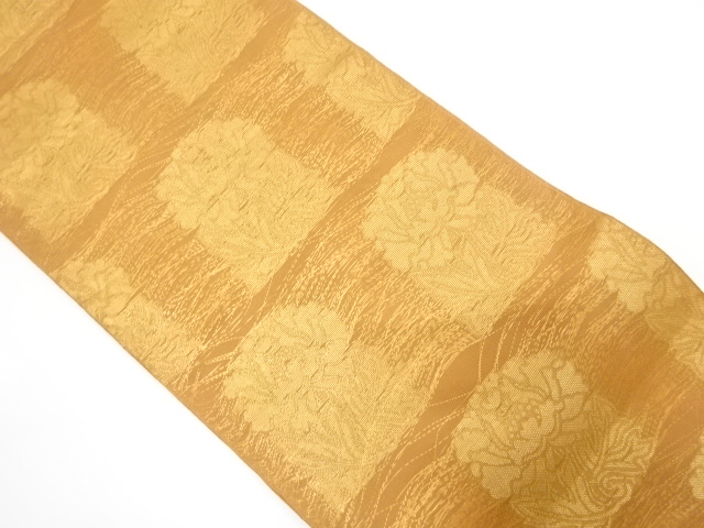 JAPANESE KIMONO / ANTIQUE FUKURO OBI / SILK / WOVEN FLORAL PLANTS